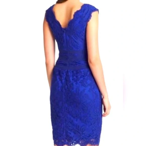 Tadashi Shoji Blue Sheath Dress with Sweetheart Neckline - Picture 4 of 6